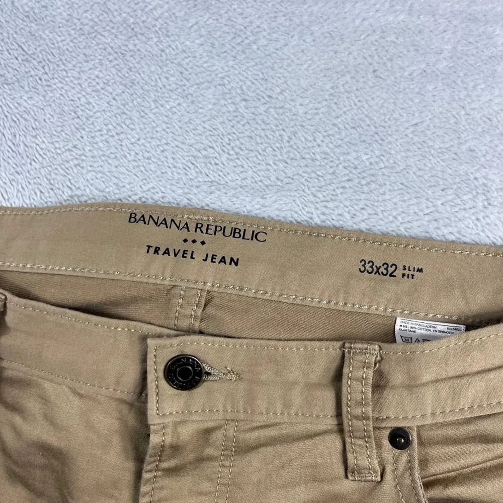 Banana Republic Travel Jeans Mens 33x32 Slim Fit‎ Khaki Tan Stretch Pants